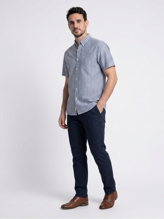 Dockers Other - Dockers Button Up Shirt Men's L Gray White Striped Short Sleeve Pocket